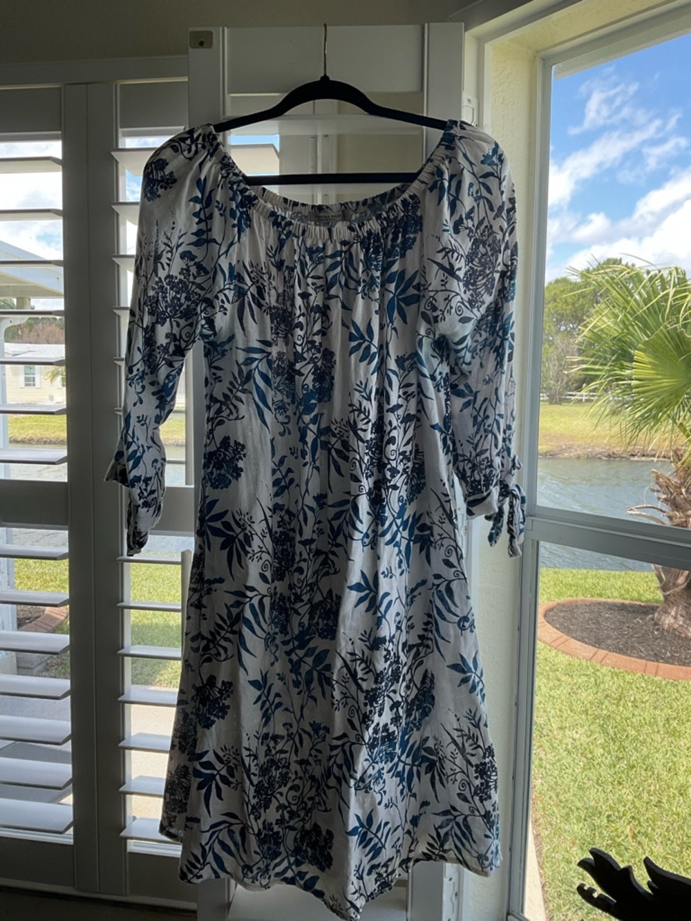 EUC Valentina Naldi Off Shoulder Linen Dress, Made in Italy, Large